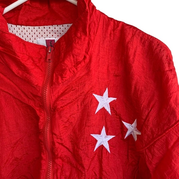 Vintage 80s Women’s Jacket Embroidered Stars Track Bomber Style Active Exposure - Picture 2 of 5